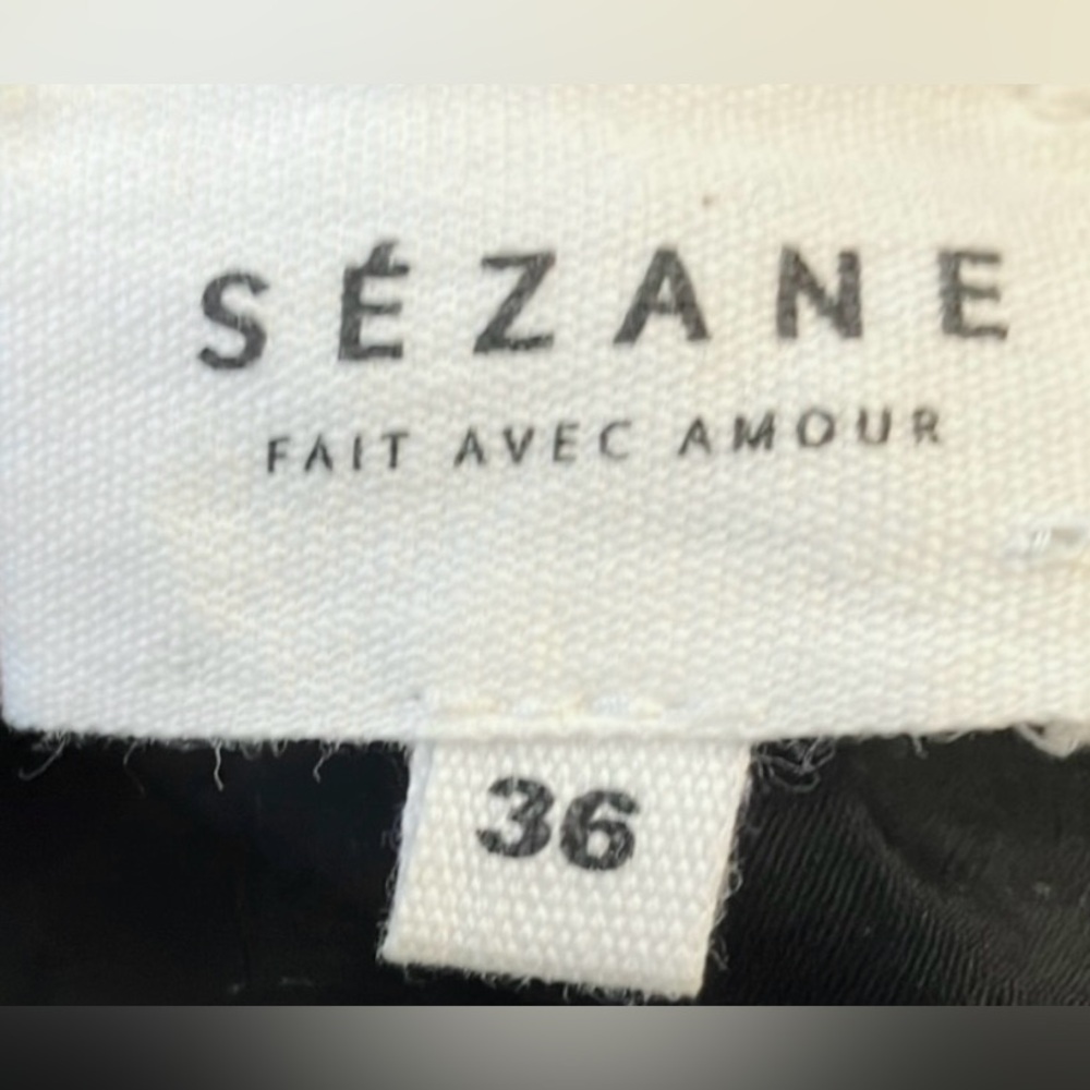 Sezane Josephine Mini Dress Silk Low Cut Ruffles Black w/ Pink Size FR 36 = US 4 - Picture 10 of 13